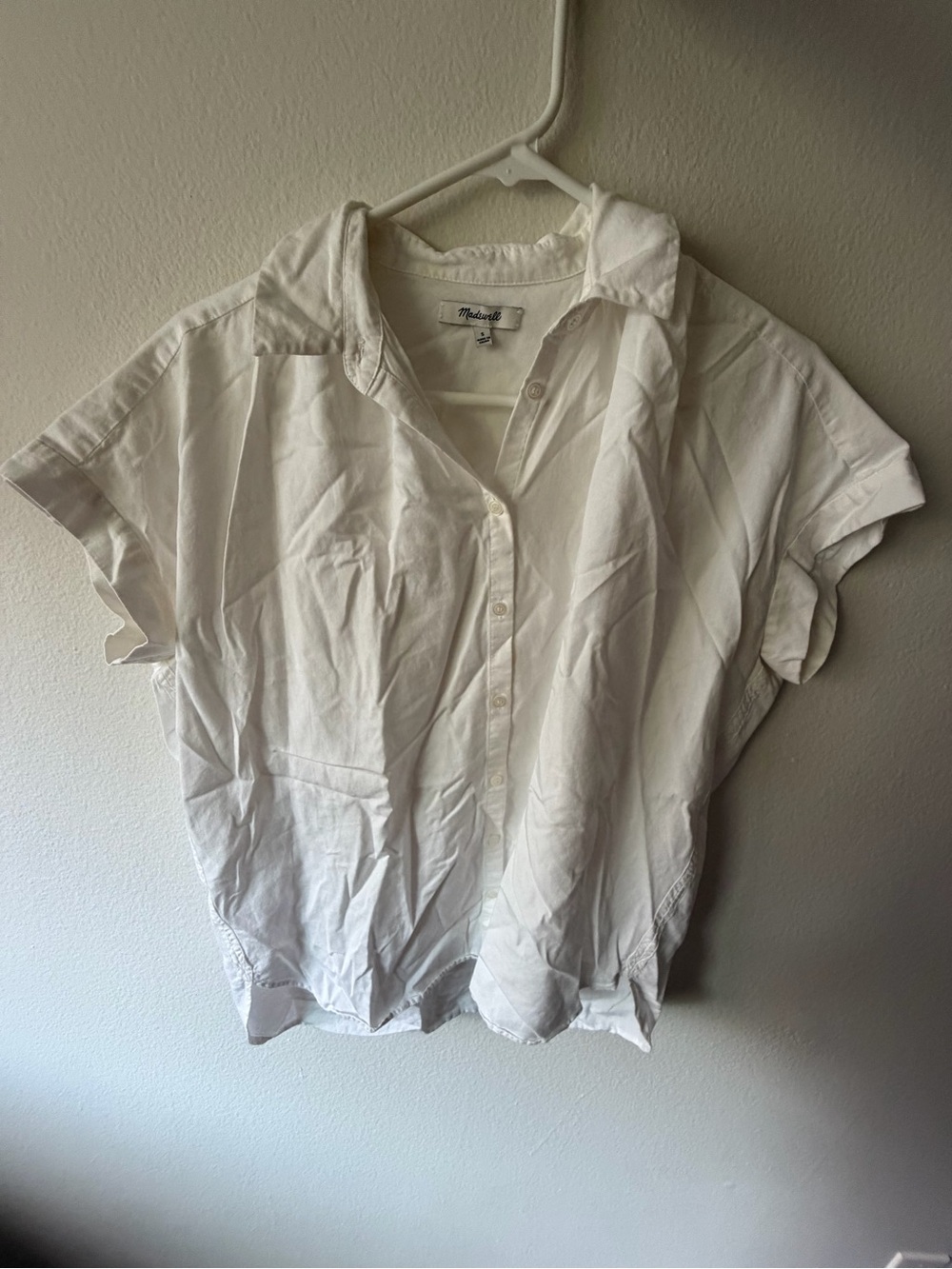 Madewell White Short-Sleeve Button-Front Shirt